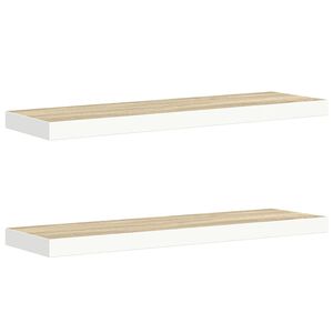vidaXL Wandschappen zwevend 2 st 90x23,5x3,8 cm MDF eikenkleurig wit