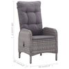 vidaXL 3-delige Bistroset poly rattan en glas grijs