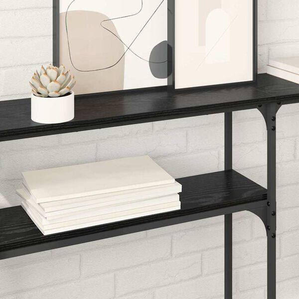 vidaXL Consoletafel Zwart Eiken 146 x 22,5 x 75 cm Bewerkt hout