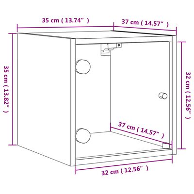 vidaXL Nachtkastje met glazen deur 35x37x35 cm grijs sonoma eikenkleur