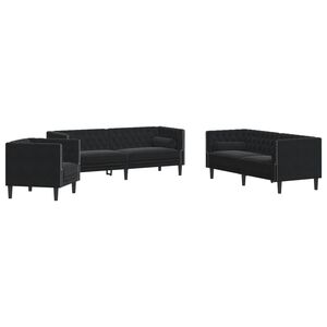 vidaXL 3-delige Loungeset Chesterfield met bolsters fluweel zwart
