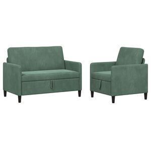 vidaXL Bankenset met opbergruimte 2 st Zeegroen Polyester