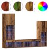 vidaXL TV-kast met LED -striplichten 4 pcs Oud hout Bewerkt hout