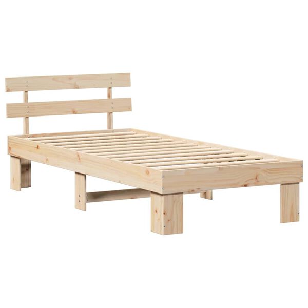 vidaXL Bedframe met hoofdeinde Naturel 100 x 200 cm Massief grenenhout