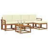vidaXL Buiten bankenset 6 pcs Natuurlijk en Cr&egrave;me Massief Acaciahout