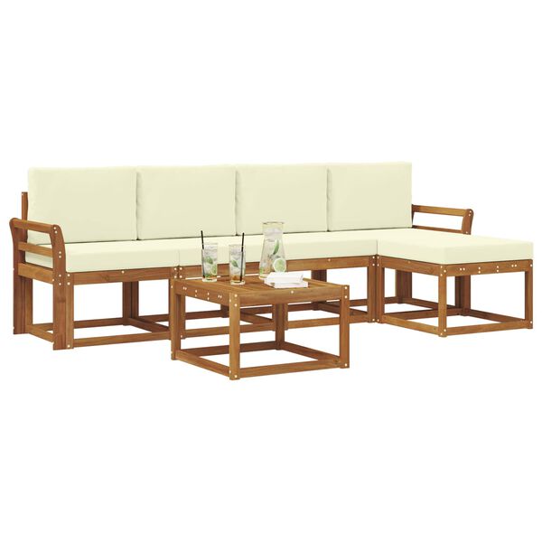 vidaXL Buiten bankenset 6 pcs Natuurlijk en Cr&egrave;me Massief Acaciahout