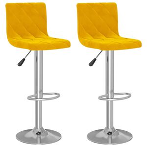 vidaXL Barkrukken 2 st fluweel mosterdgeel