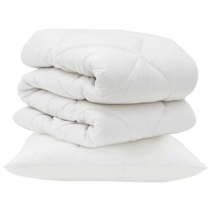 vidaXL Dekbed met kussen 2 pcs Wit Microvezel