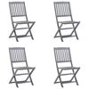 vidaXL Tuinstoelen 4 st inklapbaar met kussens massief acaciahout