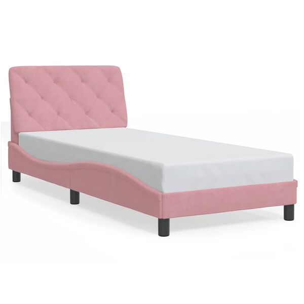 vidaXL Bedframe zonder matras fluweel roze 90x200 cm
