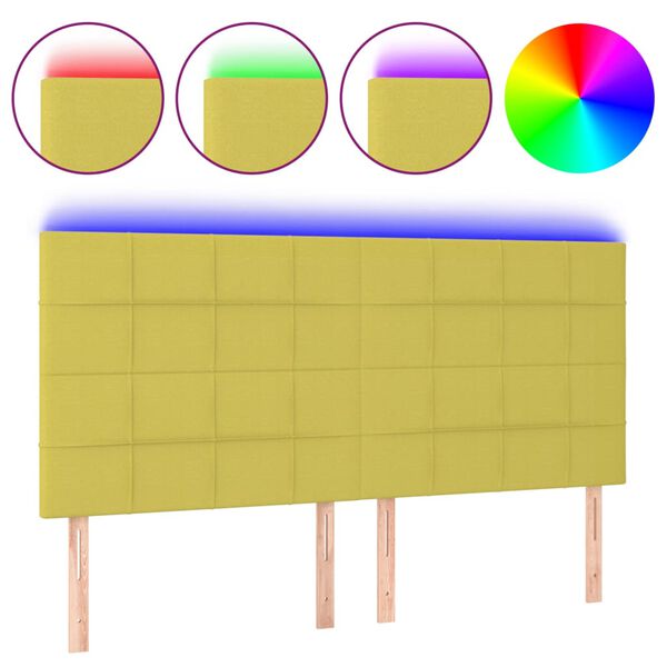 vidaXL Hoofdbord LED 160x5x118/128 cm stof groen