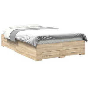 vidaXL Bedframe met lade met opslag Bruin 120 x 200 cm Bewerkt hout
