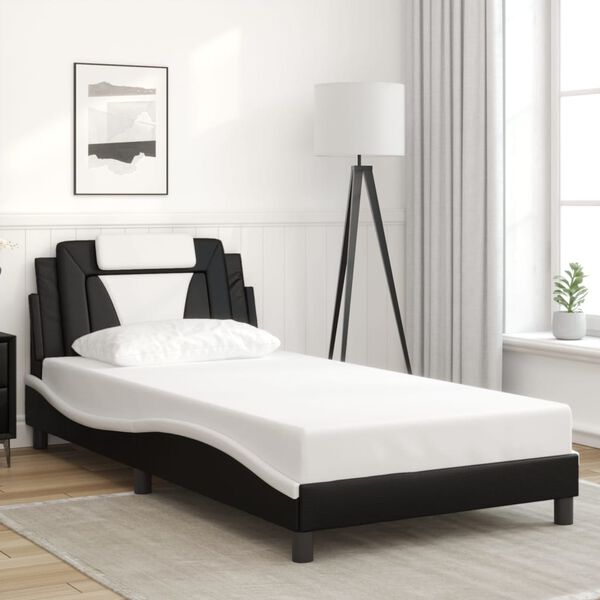 vidaXL Bedframe "Viana" met LED zonder matras zwart en wit 100x200 cm