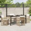 vidaXL Tuin eettafelset 5 pcs Beige poly rattan