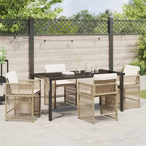 vidaXL Tuin eettafelset 5 pcs Beige poly rattan