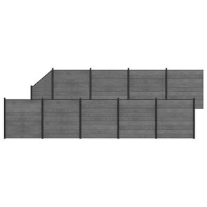 vidaXL Hek set 10 st 1657 x 186 cm WPC en Aluminium Grijs