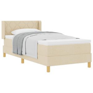 vidaXL Boxspringbed met matras Cr&egrave;me 190 x 90 cm Polyester
