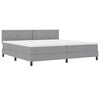 vidaXL Boxspring bed met matras met LED Lichtgrijs 200 x 200 cm Stof