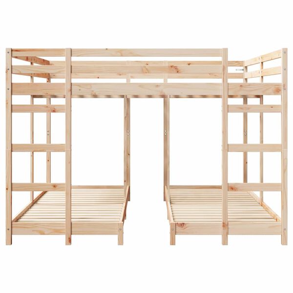 vidaXL Drie-hoog Bunk Bed Frame Naturel 80 / 200 x 200 cm