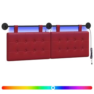 vidaXL Hangend hoofdbord Met LED-verlichting Wijnrood Kunstleer