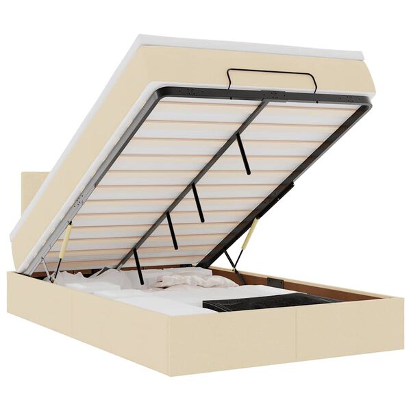 vidaXL Ottoman bed met matras en LED's 120x200cm stof cr&egrave;mekleurig