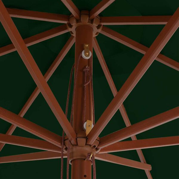 vidaXL Parasol met houten paal 350 cm groen