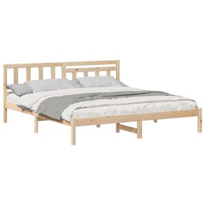 vidaXL Bedframe met hoofdeinde Bruin 200 x 200 cm Massief grenenhout