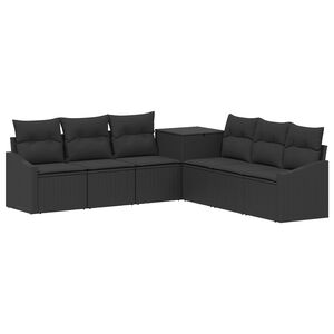 vidaXL Bankstel 7 st Zwart Poly Rattan en Staal