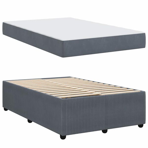 vidaXL Bedframe met matras Donkergrijs 120 x 200 cm Stof
