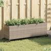 vidaXL Plantenbak met wielen 3 potten 107x32x38 cm poly rattan grijs