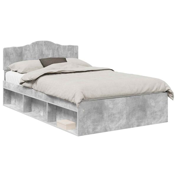 vidaXL Bedframe Concerte Grijs 135 x 190 cm Massief grenenhout