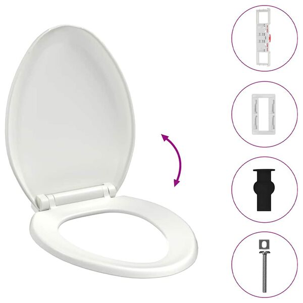 vidaXL Toiletbril soft-close met quick-release ontwerp wit