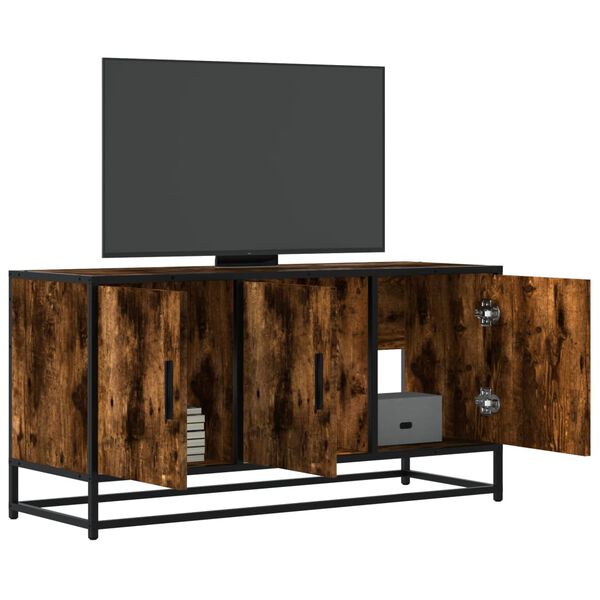 vidaXL Tv-meubel 100x35x50 cm bewerkt hout metaal gerookt eikenkleurig