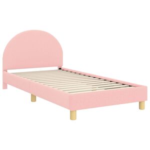 vidaXL Bedframe voor kinderen met hoofdbord Roze 90 x 190 cm Boucl&eacute;