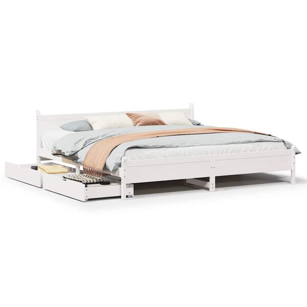 vidaXL Bedframe zonder matras massief grenenhout wit 200x200 cm
