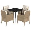 vidaXL 5-delige Tuinset met kussens poly rattan beige