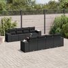 vidaXL 9-delige Loungeset met kussens poly rattan zwart