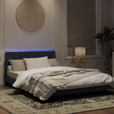 vidaXL Bedframe met LED-verlichting fluweel donkergrijs 140x200 cm