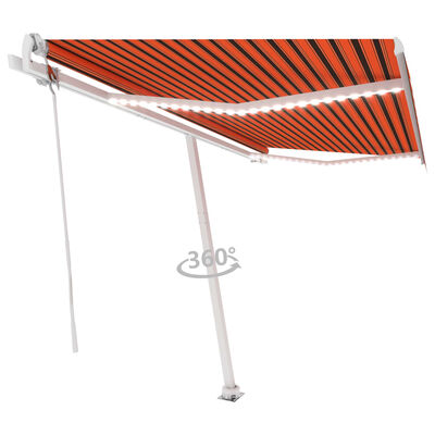 vidaXL Luifel automatisch met LED windsensor 450x300 cm oranje bruin