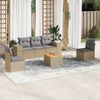 vidaXL 6-delige Loungeset met kussens poly rattan beige