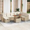 vidaXL Tuin Sofa Set met kussen met opslag 9 pcs Beige Poly riet