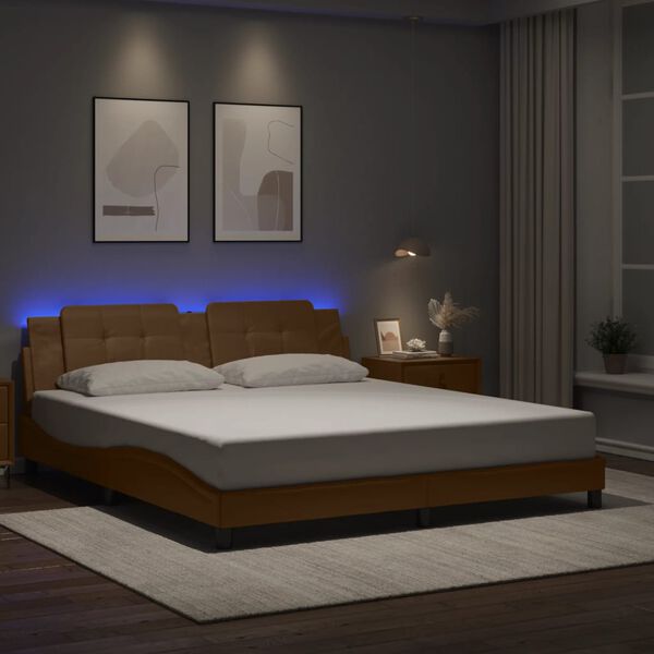 vidaXL Bedframe met LED zonder matras "Zadar" cappuccino 180x200 cm