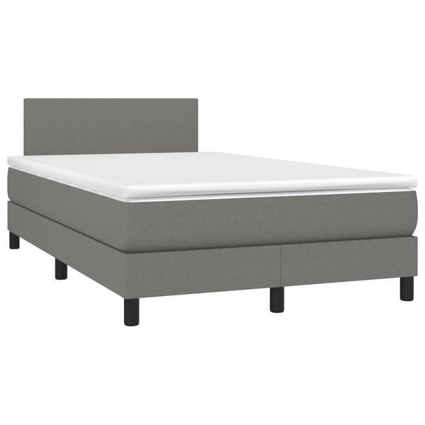 vidaXL Boxspring met matras en LED stof donkergrijs 120x200 cm