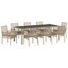 vidaXL Tuin eettafelset 9 pcs Beige poly rattan