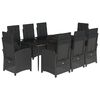 vidaXL 9-delige Tuinset poly rattan zwart