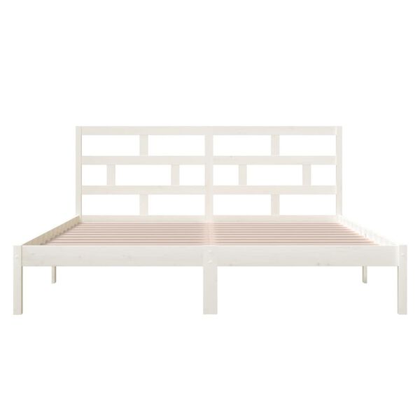 vidaXL Bedframe massief hout wit 120x190 cm