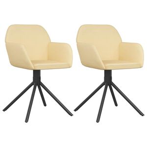 vidaXL Eetkamerstoelen draaibaar 2 st fluweel cr&egrave;mekleurig