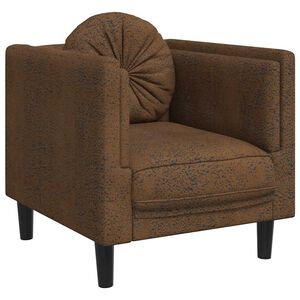 vidaXL Fauteuil met kussen kunstsu&egrave;de bruin