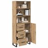 vidaXL Hoge kast Artisan Eiken 69,5 x 34 x 180 cm Bewerkt hout