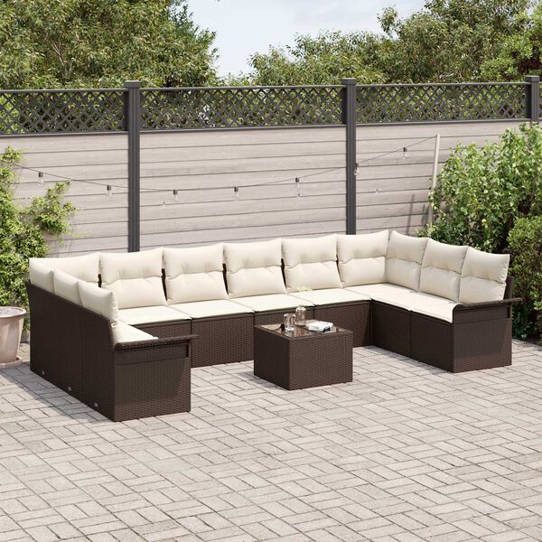 vidaXL Tuin Sofa Set met kussen met opslag 11 pcs Grijs Poly riet